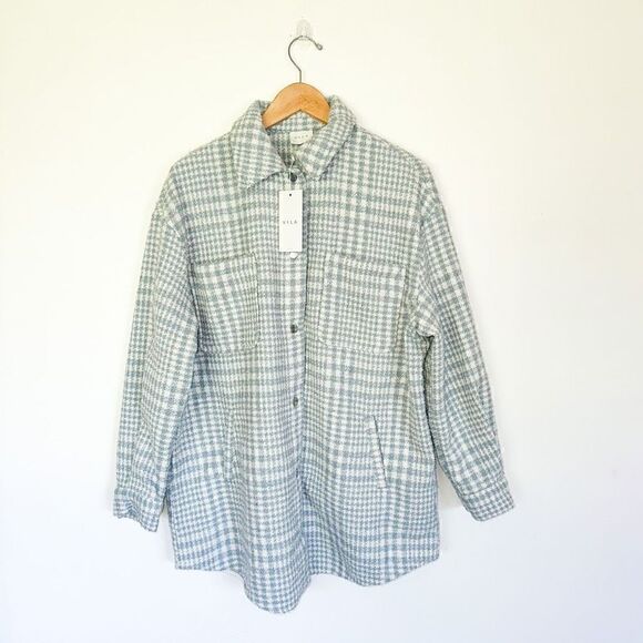 Viceyla pale blue plaid L/S Shacket - Picture 2 of 11